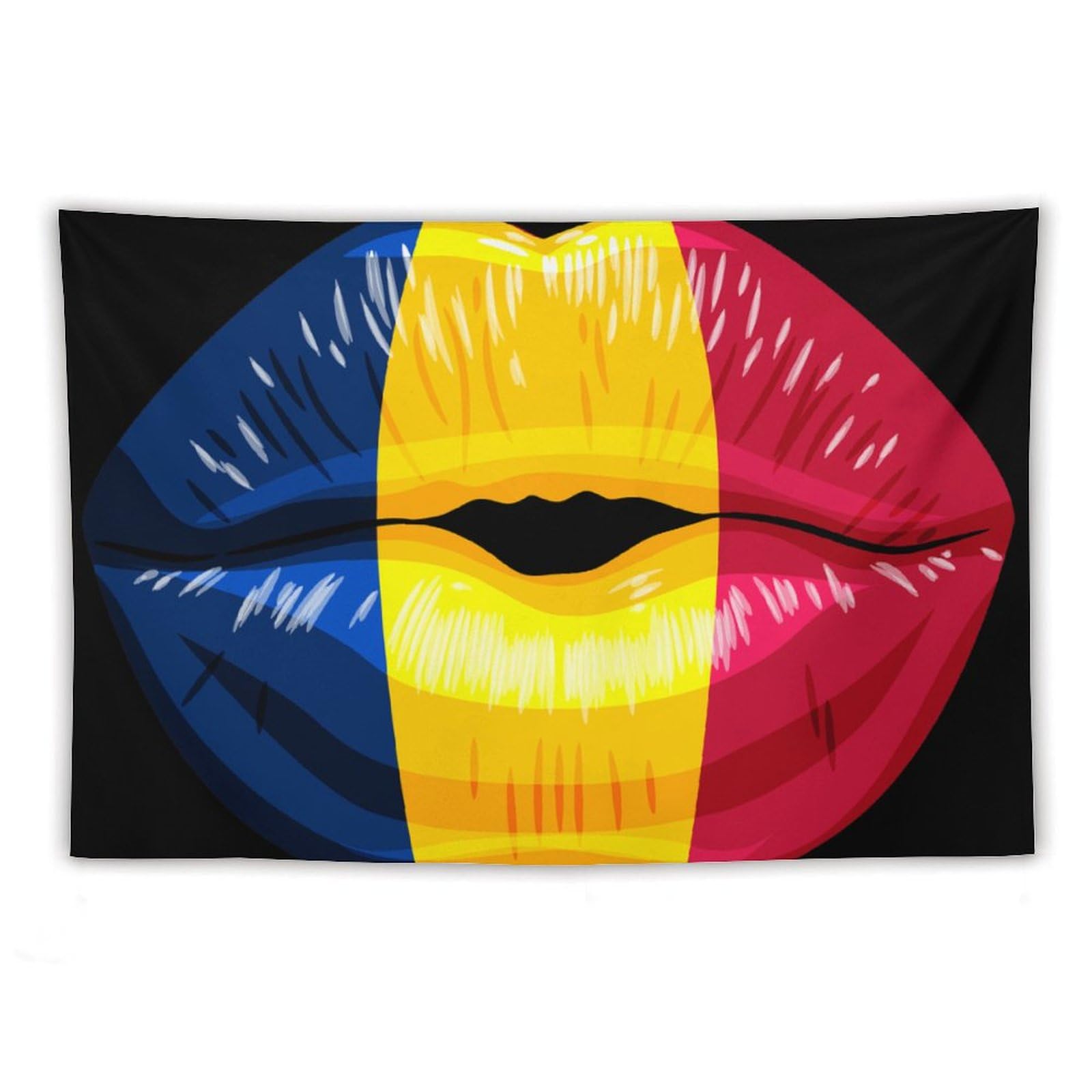XingFox Chad Flag Lips Tapestry Wall Hanging National Flag Tapestry for Room Bedroom Dorm Aesthetic Decorations, 60"x90"