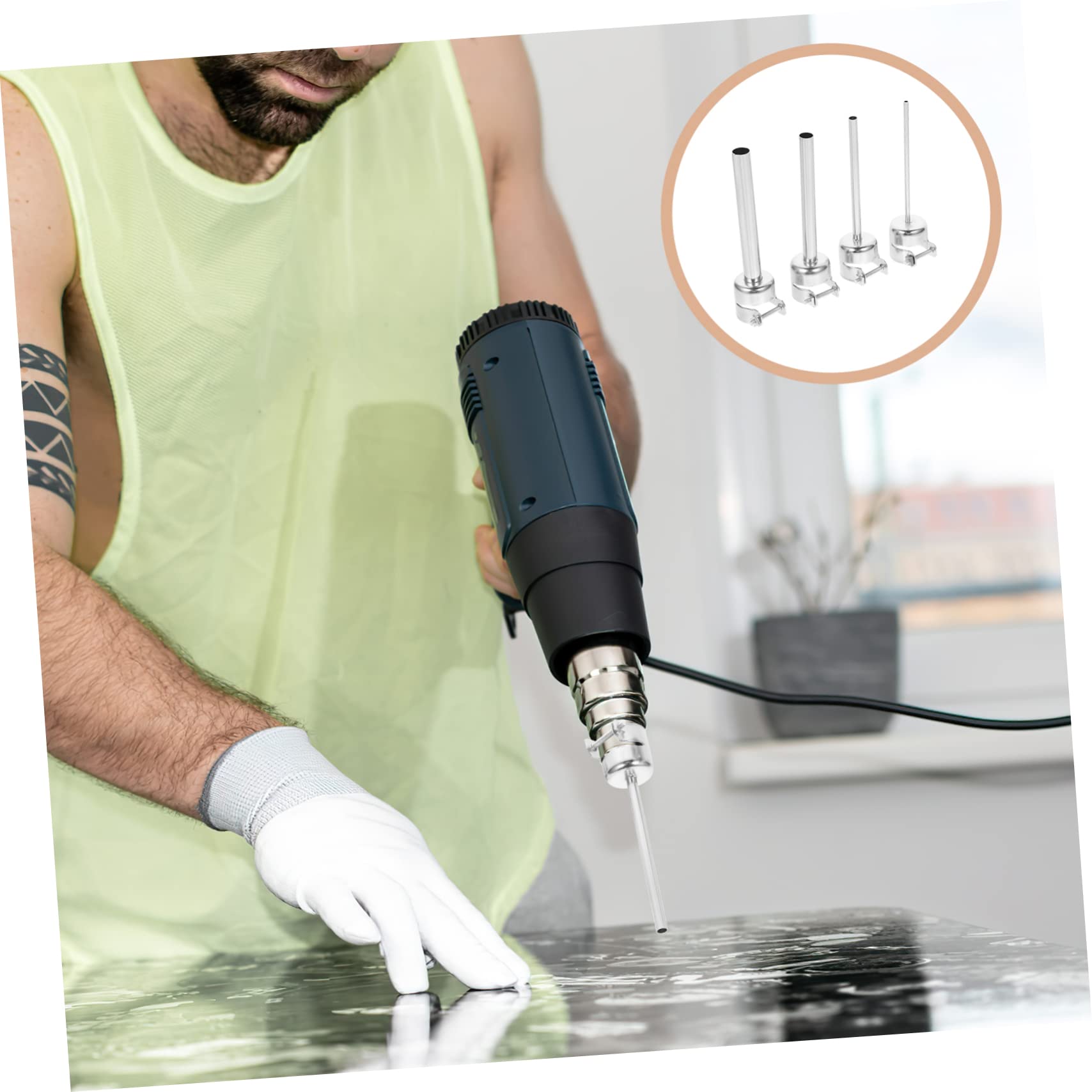 SEWOART 4pcs Heat Nozzle Hot Air Welding Nozzle Kit Desoldering Station Nozzle Repair Kit Soldering Station Nozzle Heat Tool Nozzle Kit Air Heat Desoldering Attachments Iron Silver