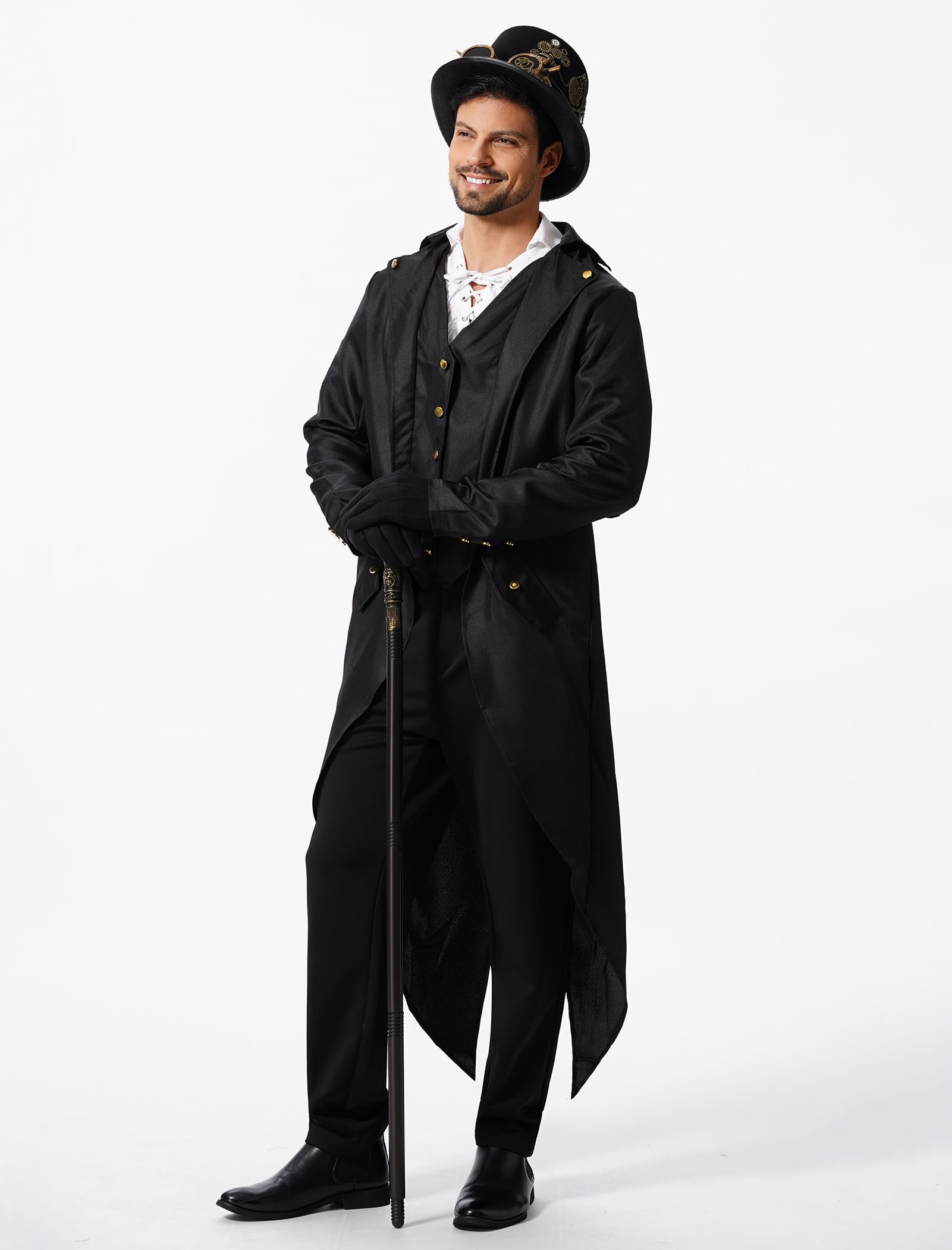FYMNSI Manteau gothique Steampunk pour homme - Veste vintage victorienne - Uniforme - Long smoking - Pour carnaval, Halloween, fête, cosplay