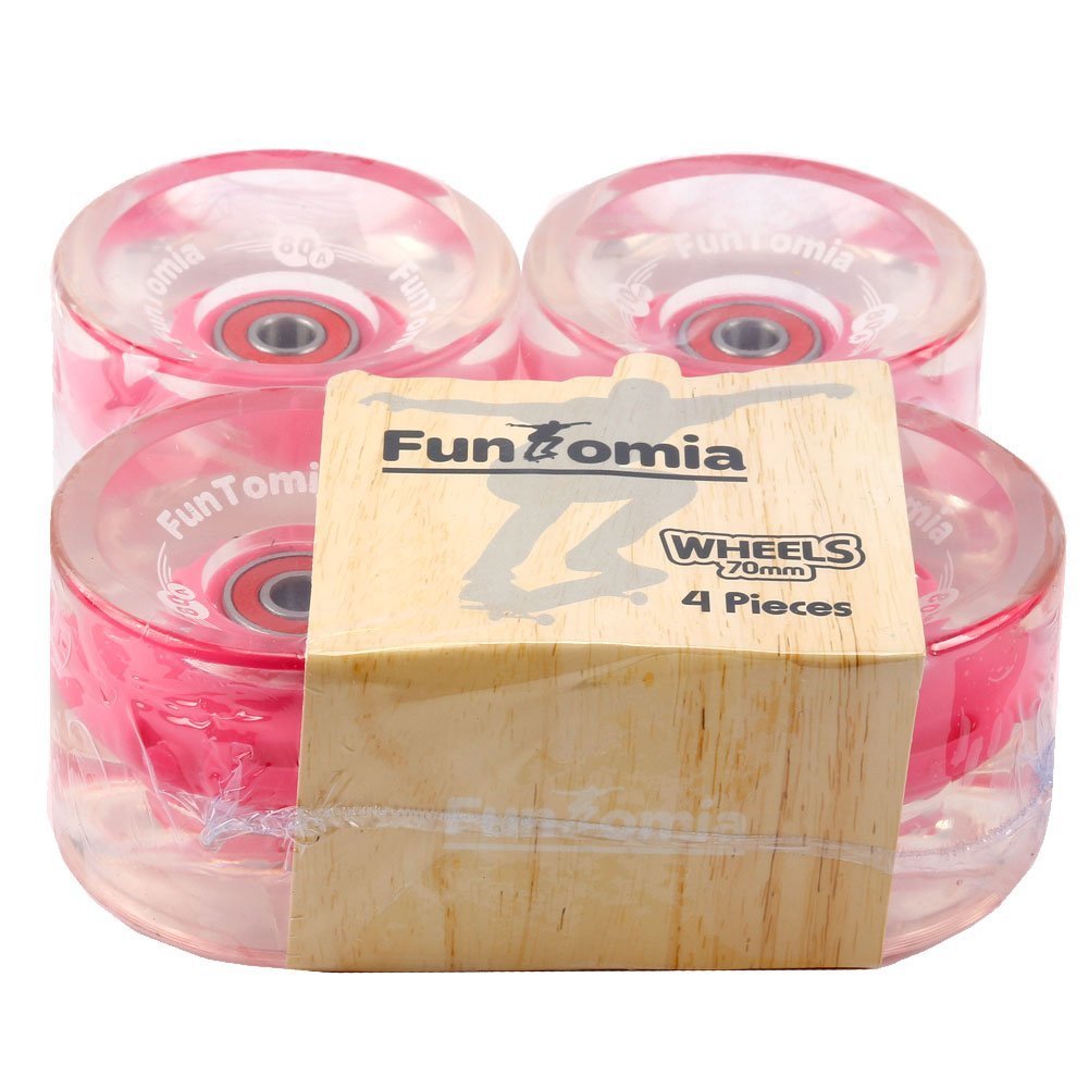 FunTomia - 4 Ruedas LED para Longboard, 70 x 51 mm, 80A, con 8 rodamientos de Bolas Mach1 ABEC-11, con Dos Ejes + T-Tool — view 6
