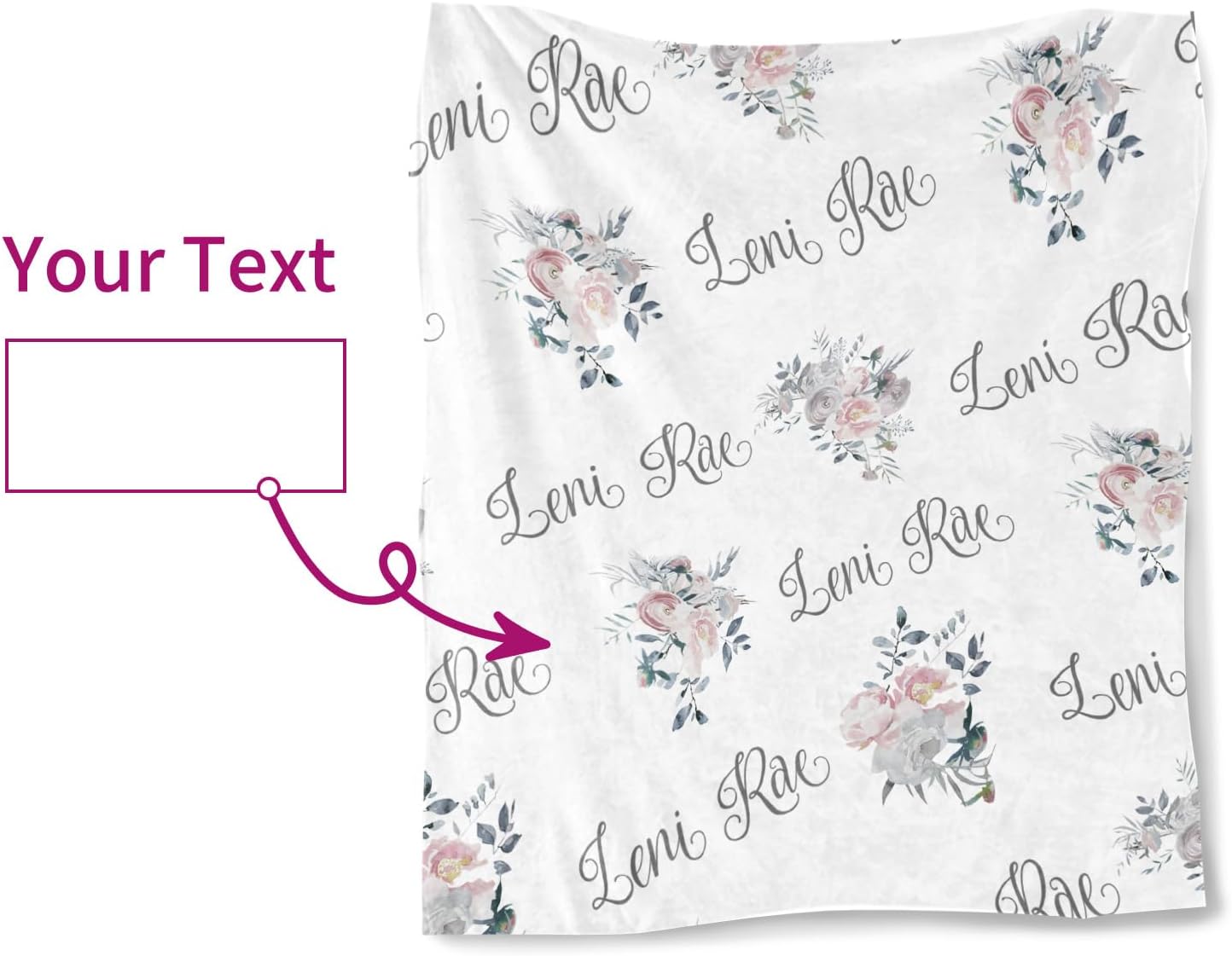 Custom Baby Swaddle Set - Muslin Swaddle Blanket Hat Headband for Infant Baby Girl Boy Personalized Swaddle Blanket Newborn Gift Watercolor Flower(Fixed Size)