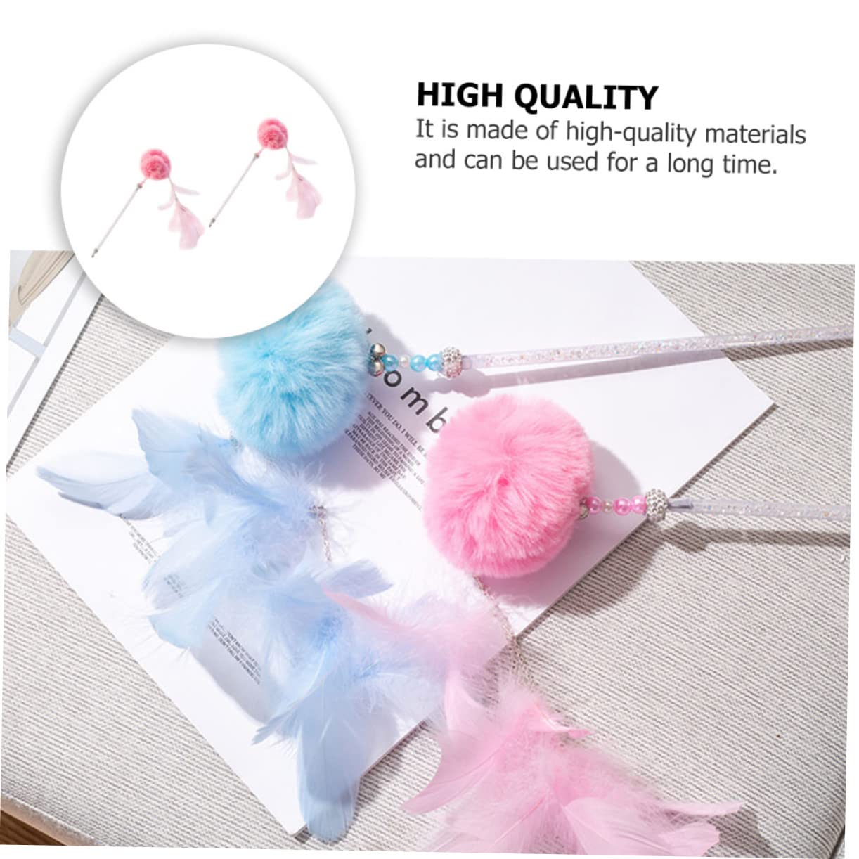 SUPVOX 6pièces Jouets pour Chats Bâtons à Plumes Et Pompons Interactifs Accessoires De Jeu pour Chats Rose