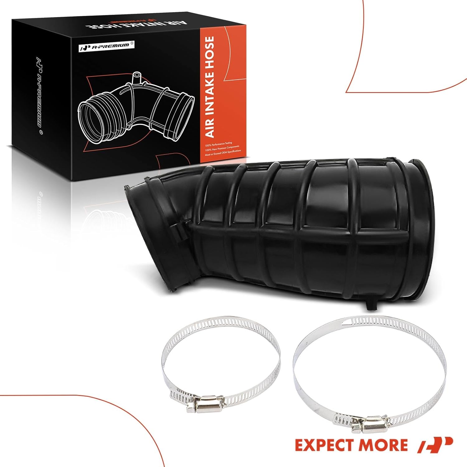 A-Premium 9 inch Engine Air Clean Intake Tube Hose W/Clamps Compatible with Ford F-250 Super Duty/F-350 Super Duty/F-450 Super Duty/F-550 Super Duty 1999-2003, Excursion 2000-2003, 7.3L