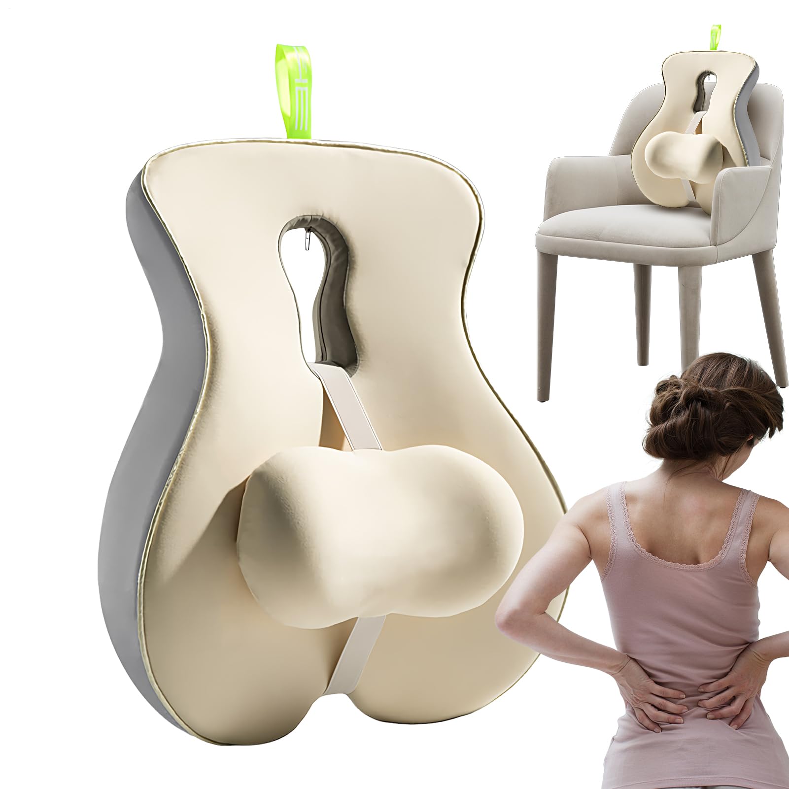 Respaldo Silla Oficina Cojín De Asiento Con Correa Ajustable Ergonómico | Soporte Lumbar para Coche para silla de ruedas viajes largos coche avión sentado conduciendo recuperación