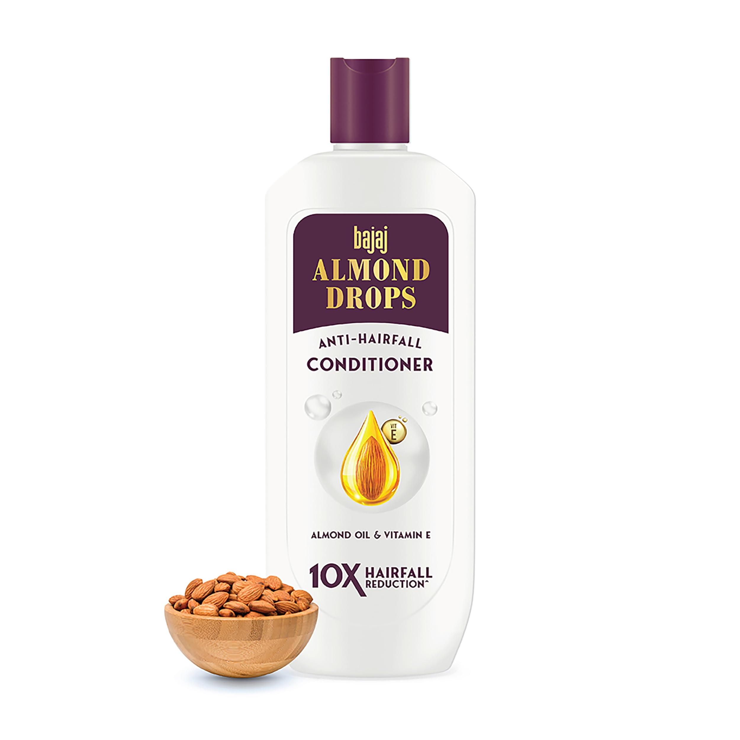 Bajaj Almond Drops Anti Hairfall Conditioner, 175ML, For Dry & Frizzy Hair, With Almond Oil & Vitamin E to Reduce Frizz & Smoothen Hair, Ideal for all Hair Types