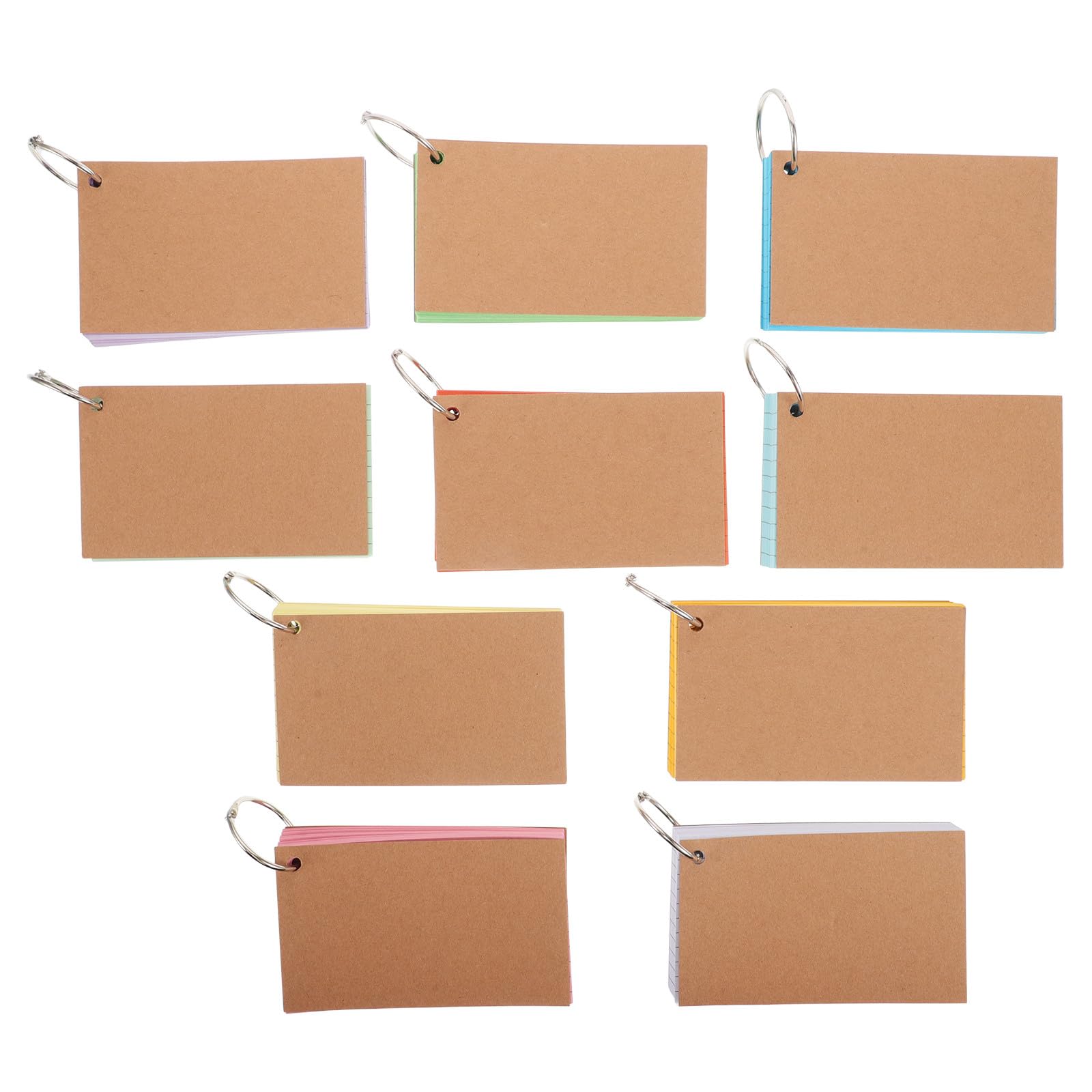 POPETPOP 10 Stück Indexkarten Notizbuch mit Doppelter Linierter Seite und Ringbindung aus Papier und Edelstahl für Schüler und Lernphasen im Schulalltag