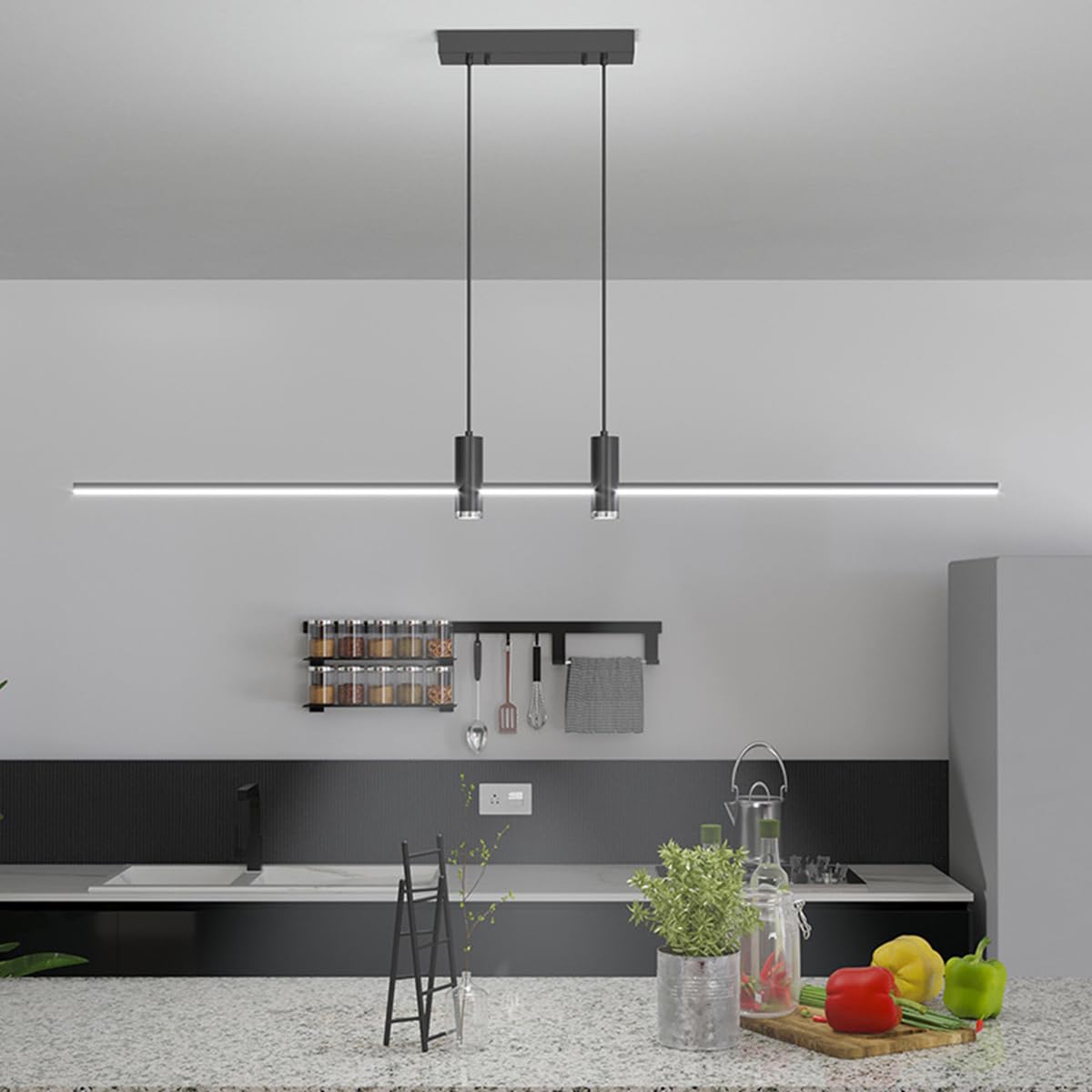 Granestner Dining Room and Kitchen LED Pendant Lamp - Modern, Dimmable, Height Adjustable, Creative Chaner with Remote Control