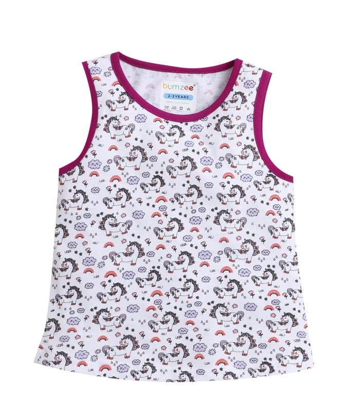 Image of BUMZEE Girl's Cotton Printed Regular Fit T-Shirt