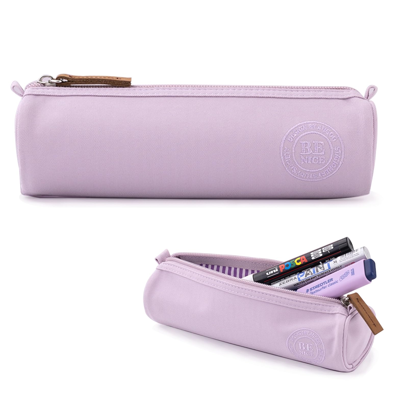 X SIM FITNESSX Oxford Fabric Pencil Case Round Design - Small Pencil Case Girls School Desk Organizer for School & Office (Purple)