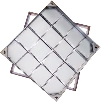Manhole Cover, Frame Grey FRP Solid Septic Tank Lid for Yard, Square Outdoor Drainage Sewage Basin Catch Basin Drain Cover, for Pavement/Driveway60 * 60cm/23.6 * 23.6in