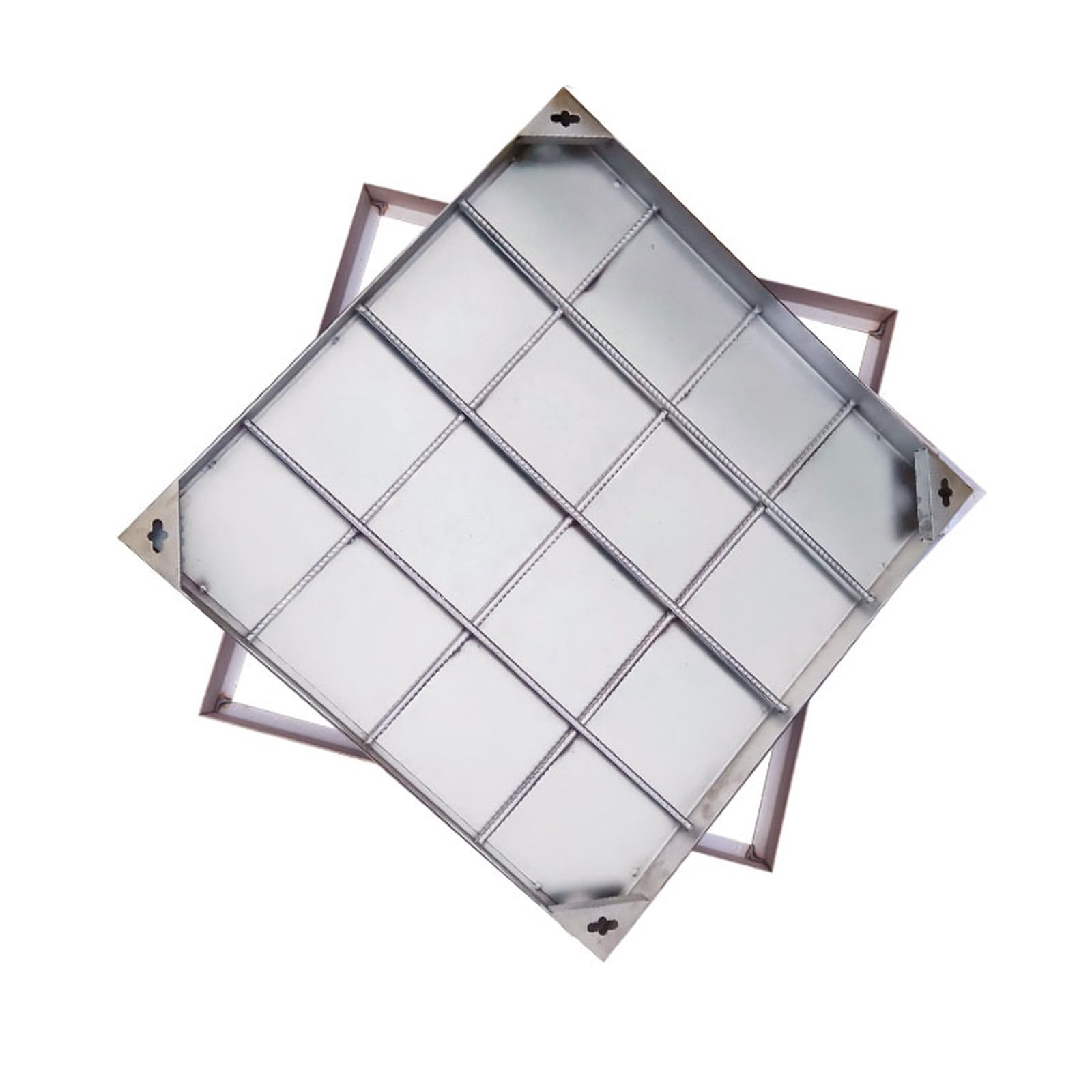 GJMSSMY Galvanized Steel Square Manhole Cover with Frame, Load Capacity 1.5 Tons, 30x30cm (11.8x11.8in), Drainage Access Plate for Pipes