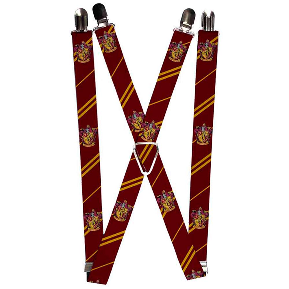 Buckle-Down unisex-adultSuspenders - Gryffindor Crest/Stripe2 Burgundy/Gold Suspenders - - 3.5" x 2.5"