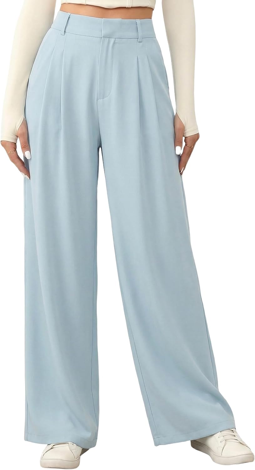 Women High Waisted Pants Wide Straight Leg Office Trousers Loose Fit Dressy Casual 2026 Summer Slacks with Pockets