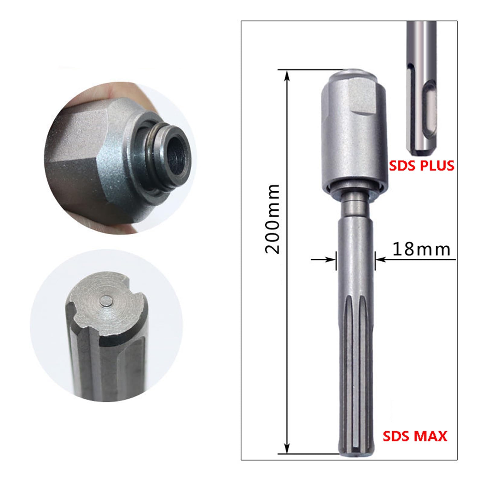 1 szt. Konwersja z pięcioma dołami okrągły uchwyt Post SDS-MAX Adapter konwerter wiertła SDS-MAX na SDS-PLUS