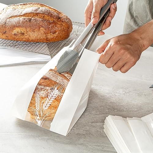 Miniatura 8 de Bag Tek - Bolsas de papel para pan de 4.8 x 2.8 x 8.5 pulgadas, 100 bolsas de papel de baguette a prueba de grasa, microperforadas, ventana