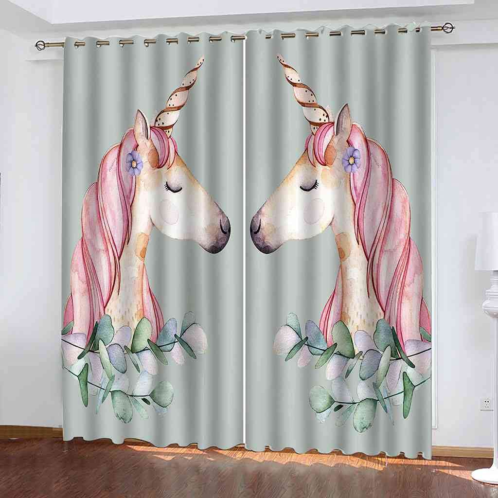 Rideau occultant anti froid et bruit lot de 2 panneaux 140x160cm motif cheval