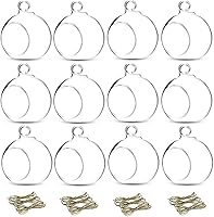 Vista 8 de Nuptio 12 portavelas colgantes para velas de té, mini portavelas de vidrio de 2.36 pulgadas de diámetro, adornos de jardín, portavelas para Navidad