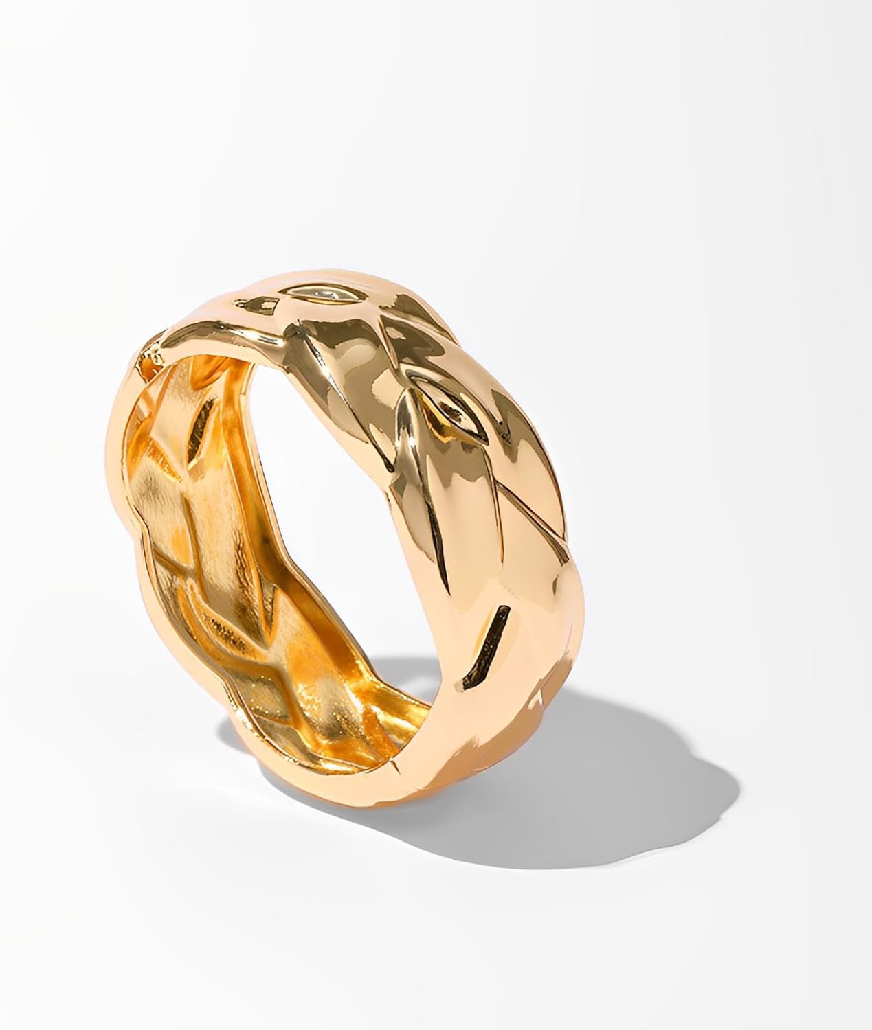 YBMYCM Chunky Gold Cuff Bangle Bracelets for Women Wide Gold Bangle Hammered Open Wrist Cuff Bracelets Wrap Bracelet - Image 6