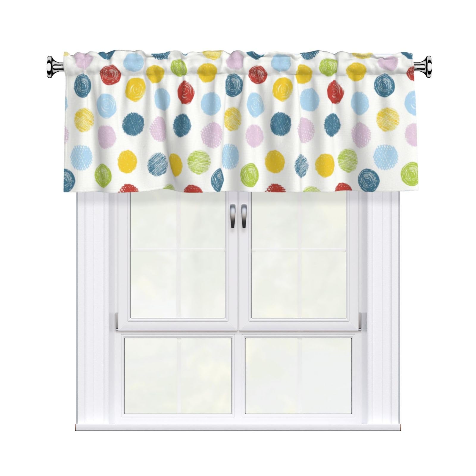 Noble Ren Colorful Polka Dots Short Curtain Valance 54x18in For Kitchen Bathroom Cafe Living Room Decoration