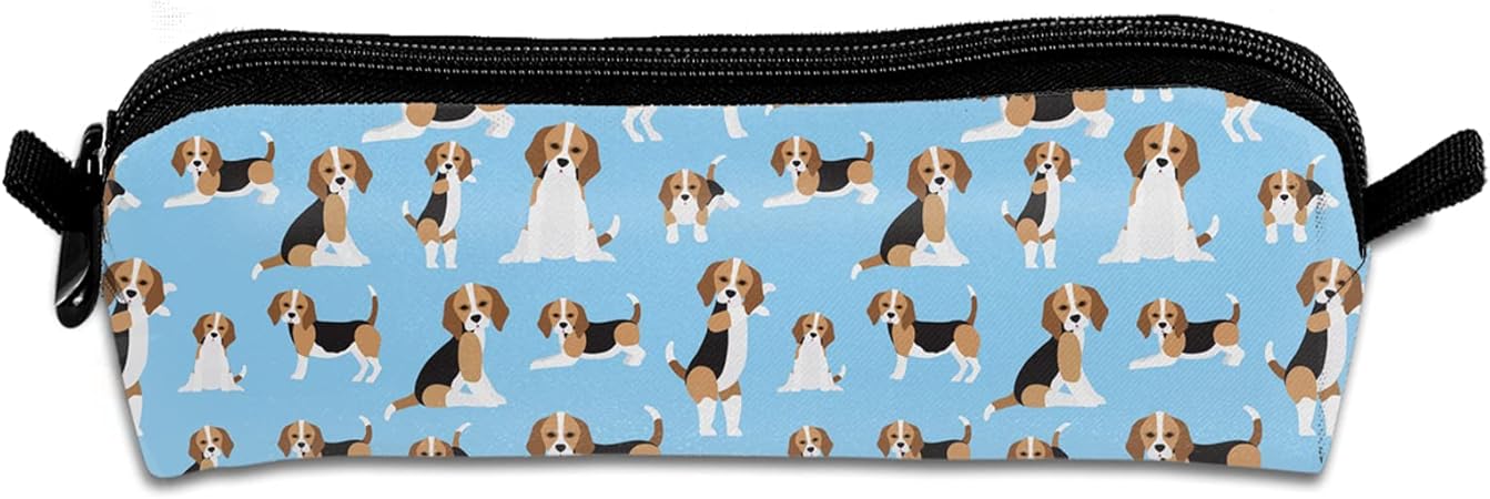 Amazon ビーグル犬 青い背景 ペンケース 大容量 筆箱 おしゃれ 筆入れ 学生用 社会人用 多機能 ペンケース 文房具 オフィス用品