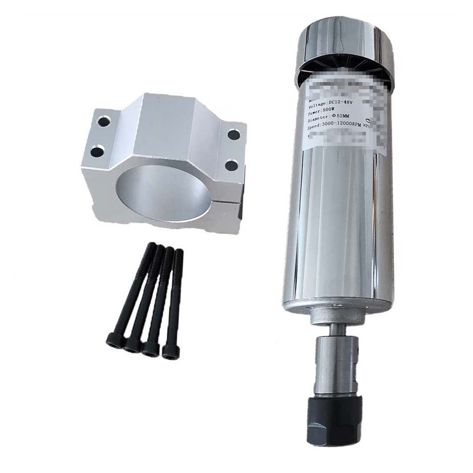 CNC Air Cooled Spindle Motor 200W 300w 400w 500w Spindle Motor 48VDC ER11 ER16 Air Cooled Spindle High Speed Spindle Brush PCB Engraving Machine and Bracket(500WER16 and bracket)