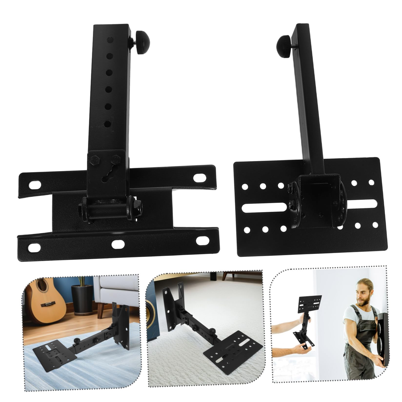POPETPOP Support Mural Réglable pour Haut-Parleur en Métal Épais Support Extensible pour Enceintes Murales Fixation Stable pour Système Audio Domestique et Ktv Usage Intérieur