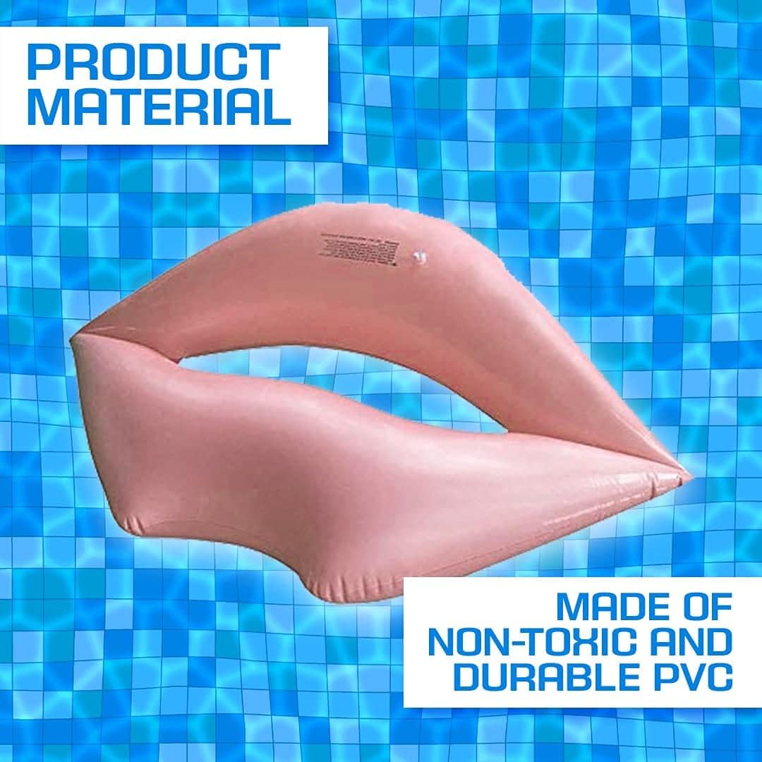 Giant Swimming Lips Pool Float – 43.3 x 31.5 Inch Giant Pink Lips Pool Float Adult Water Lounger Big Inflatable Mouth Print Row Water Toy Rest Pink