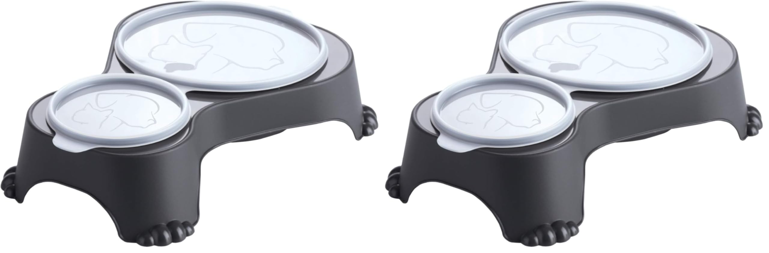 Rotho MyPet Sally Double Bol d'alimentation avec Couvercle, Plastique (PP) sans BPA, Anthracite, 1l + 0.28l (32.0 x 23.7 x 7.0 cm) (Lot de 2)