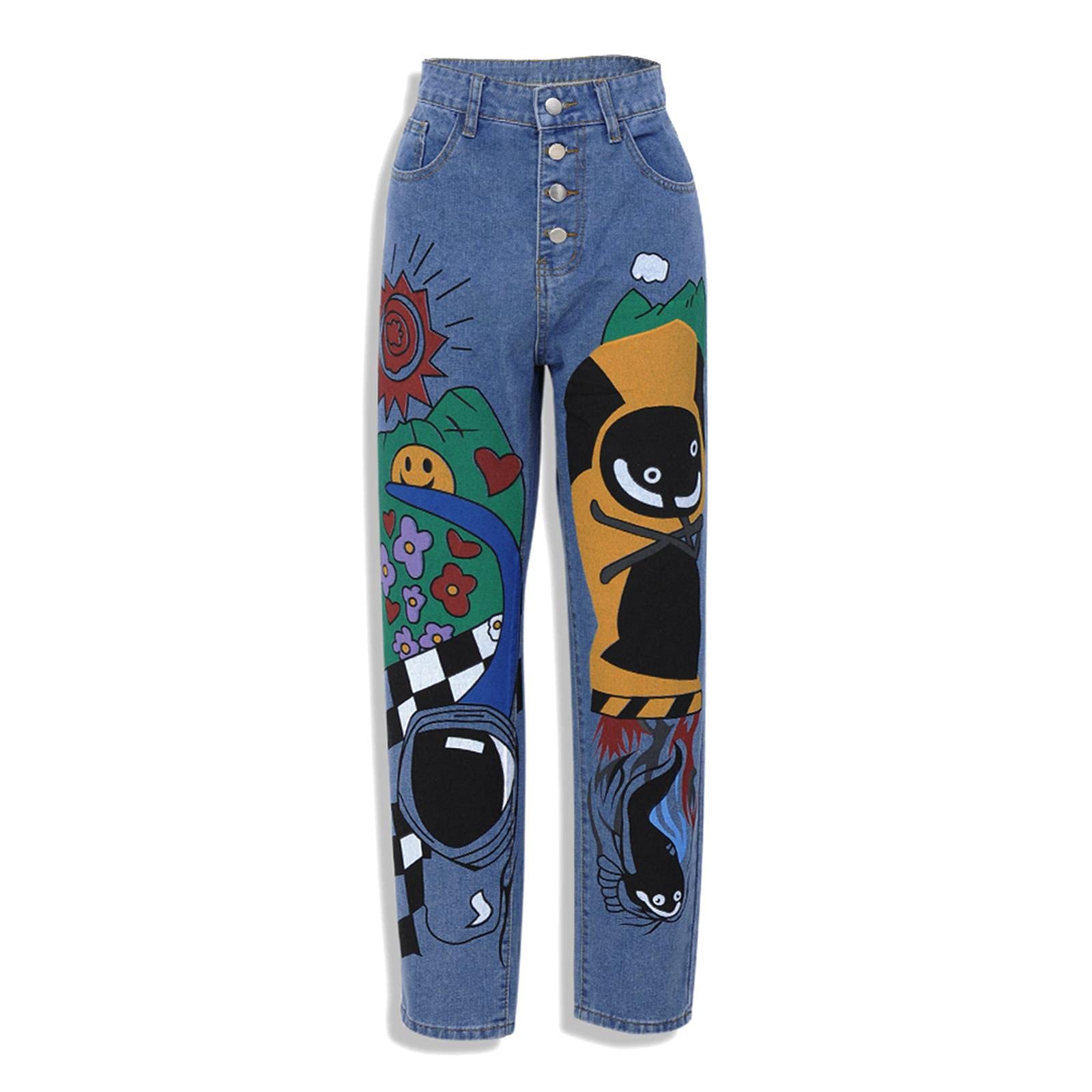 UKKO Jeans da Donna Pantaloni da Donna con Jeans Stampati da Donna