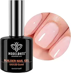 Modelones Builder Gel para unhas, 8 em um, Nude Builder, lâmpada LED curada, espessamento, fortalecimento do ápice, extensão, base de borracha colorida, gel de esmalte, cola em frasco para salão de beleza caseiro DIY para meninas
