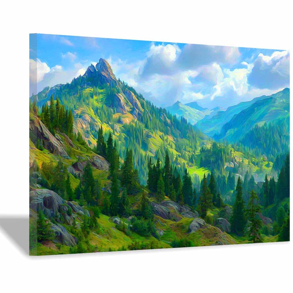 ZAMAEIU Leinwand Bilder Smaragdgrüne Kammwälder Wandkunst, Natur-Wanddekoration, Natur, Gemälde für Schlafzimmer, Wohnzimmer, Kinderzimmer, usw(grün)-50x70cm Gerahmt