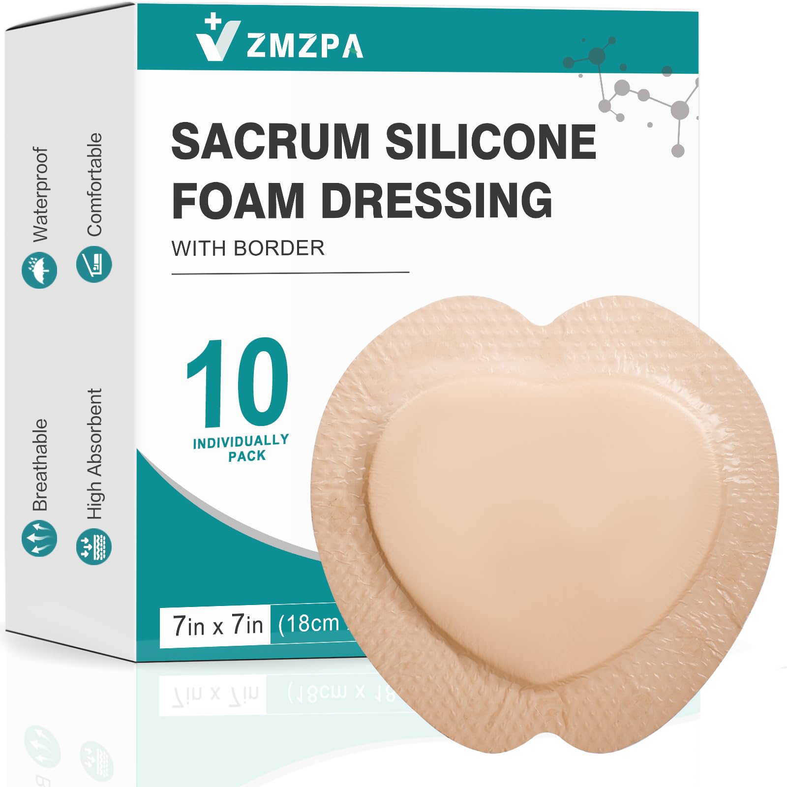 ZMZPA Sacral Foam Dressing 10-pack