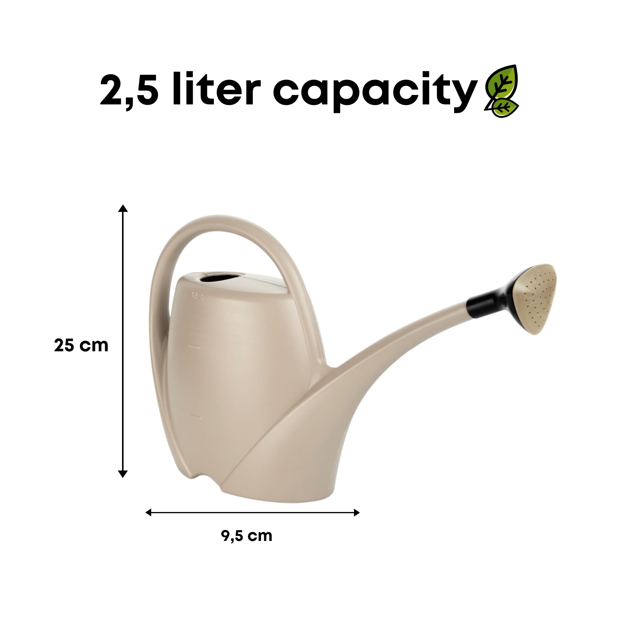 Regadera pequeña con Ducha para Plantas de Interior 2,5 L – Regadera de plástico Regadera para Interior y Exterior – Ideal para Plantas de Interior, Gris Ceniza