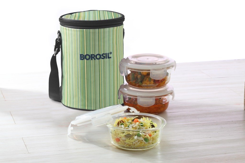 Buy Borosil Microwavable Borosilicate Glass Klip N Store Round Lunch