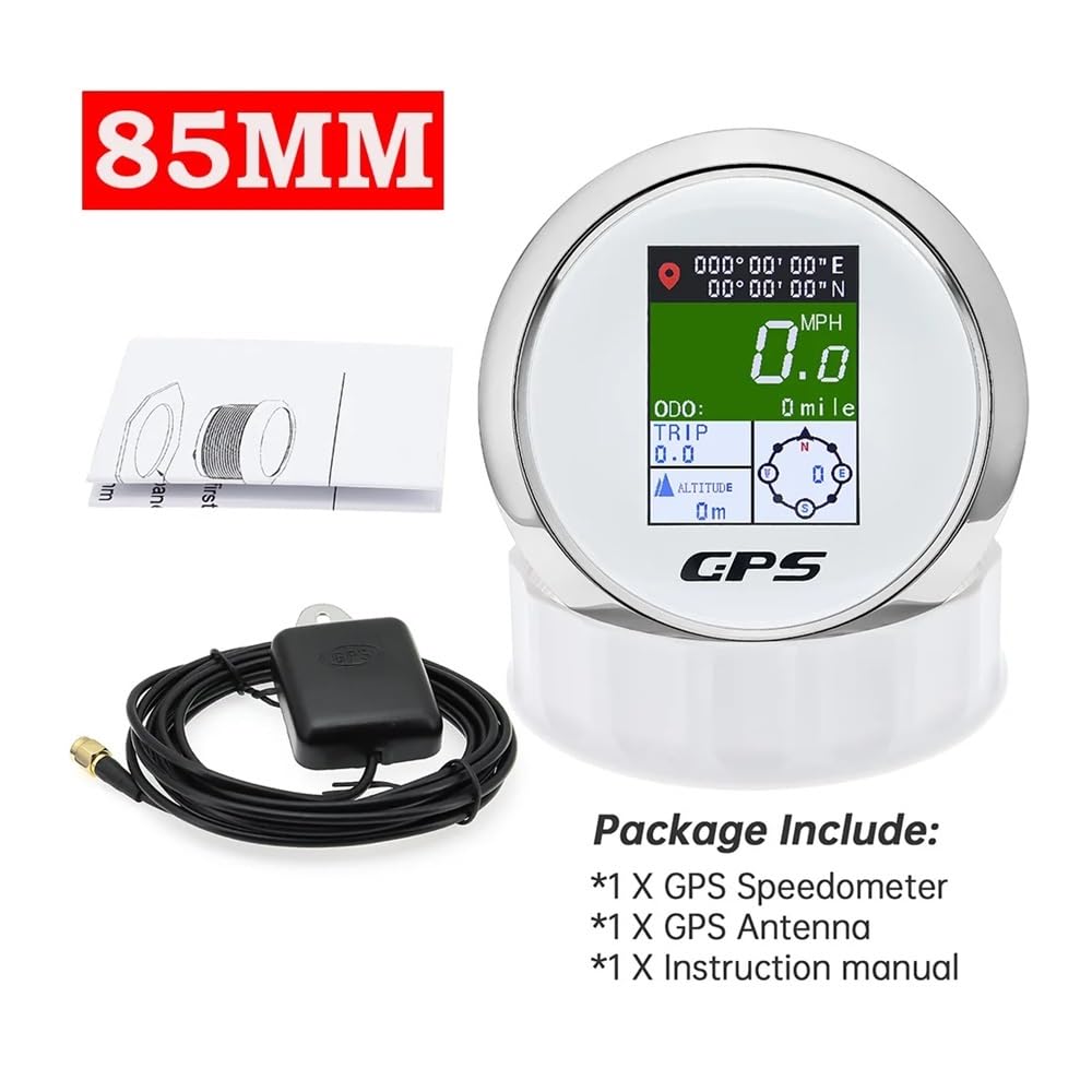 Compteur Digital Moto Jauge De Vitesse GPS Numérique, Écran 52mm/85mm, Compteur De Vitesse Mph Nœud Km/h, Antenne GPS pour Moto, Bateau, Voiture, 12V 24V