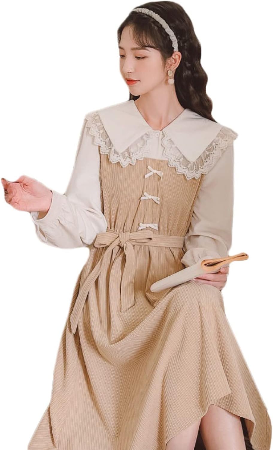 ANAYI ダブルクロスタイ ワンピース 長袖 フレアスリーブ 日本製 36