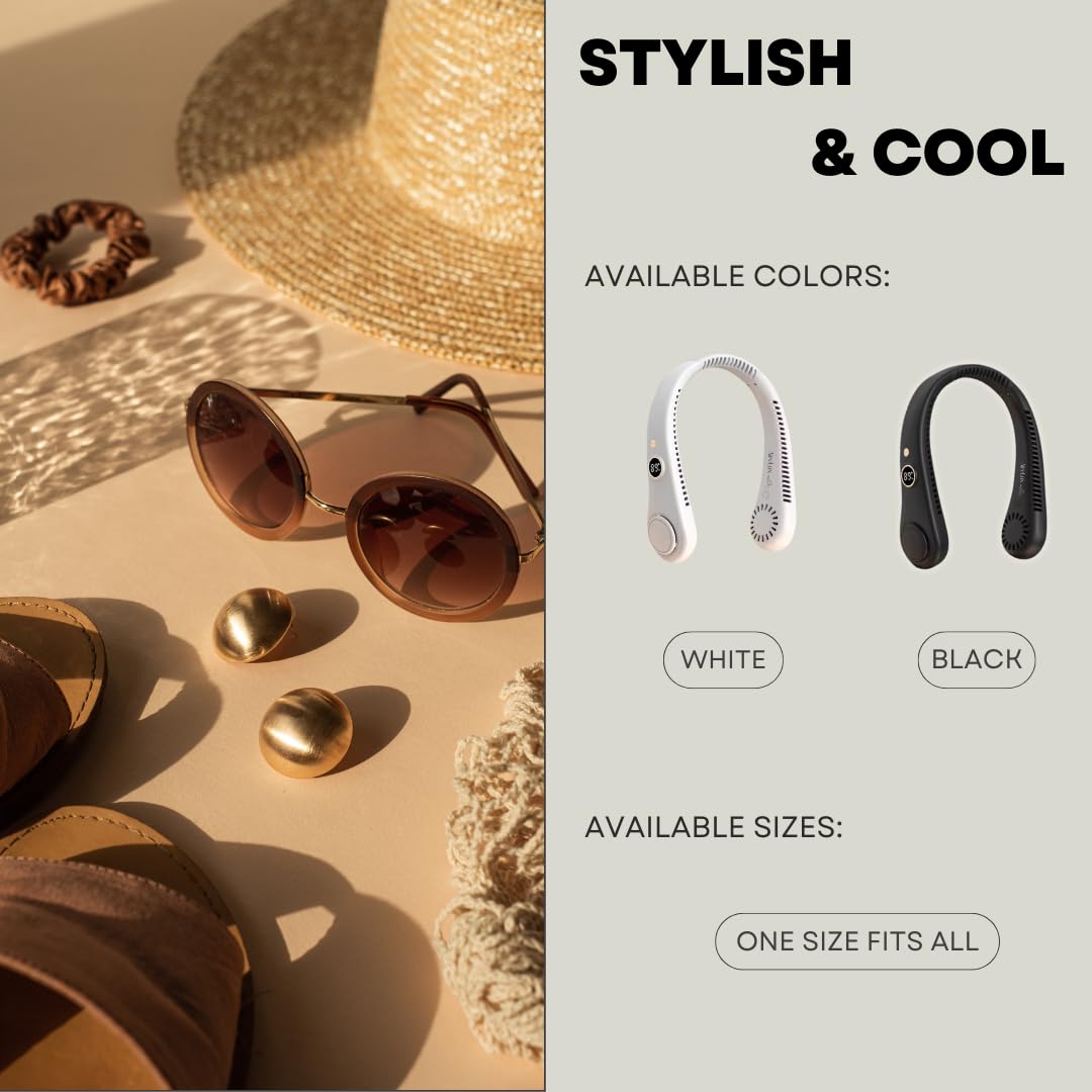 FrSara Portable Handheld Neck Fan, 6 Speeds, 4000mAh USB Rechargeable, Foldable Quiet Desk Fan, Purple