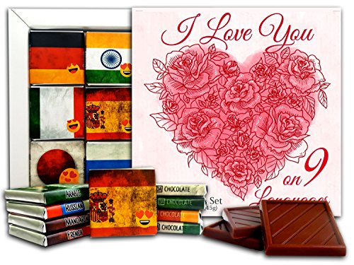 DA CHOCOLATE Valentine Gift Set I LOVE YOU ON LANGUAGES Candy Souvenir  5x5