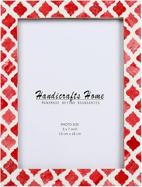 Handicrafts Home 5x7 Picture Photo Frame Moorish Damask Moroccan Art Inspired Vintage Wall Décor Gift Frames RED  Christmas Gifts