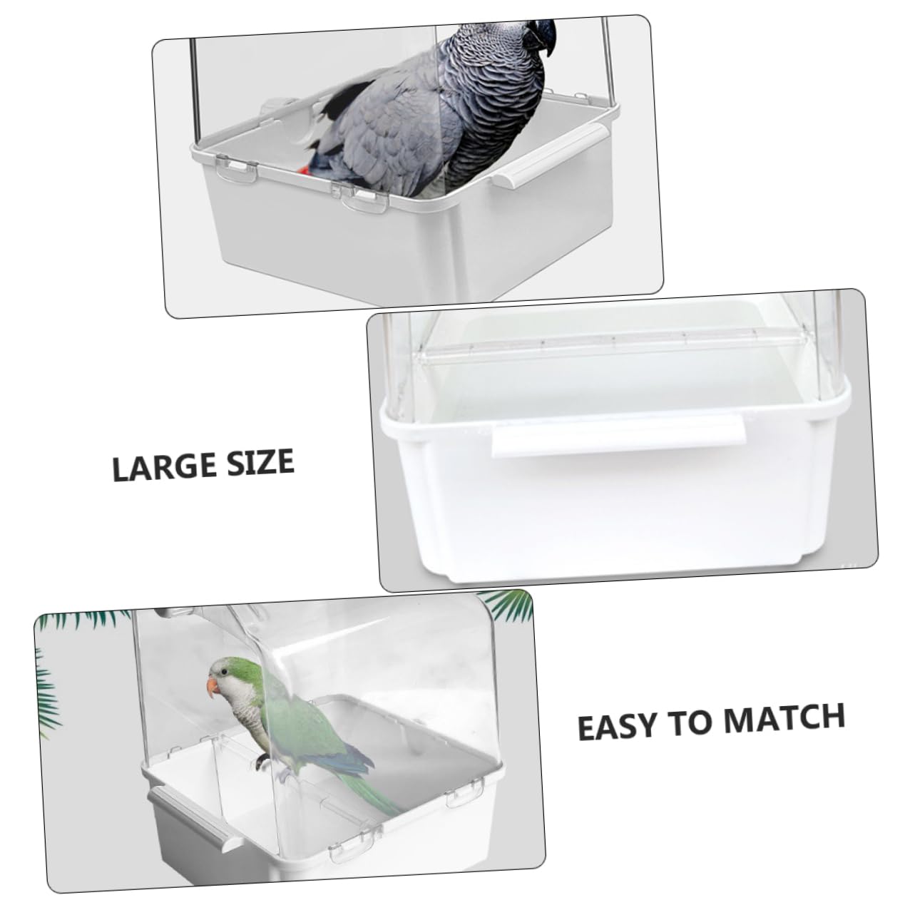 Kisangel Bañera para Pájaros de Mediano Hecha de Plástico Resistente para Loros y Periquitos Cuidado y Higiene de Aves Su Jaula