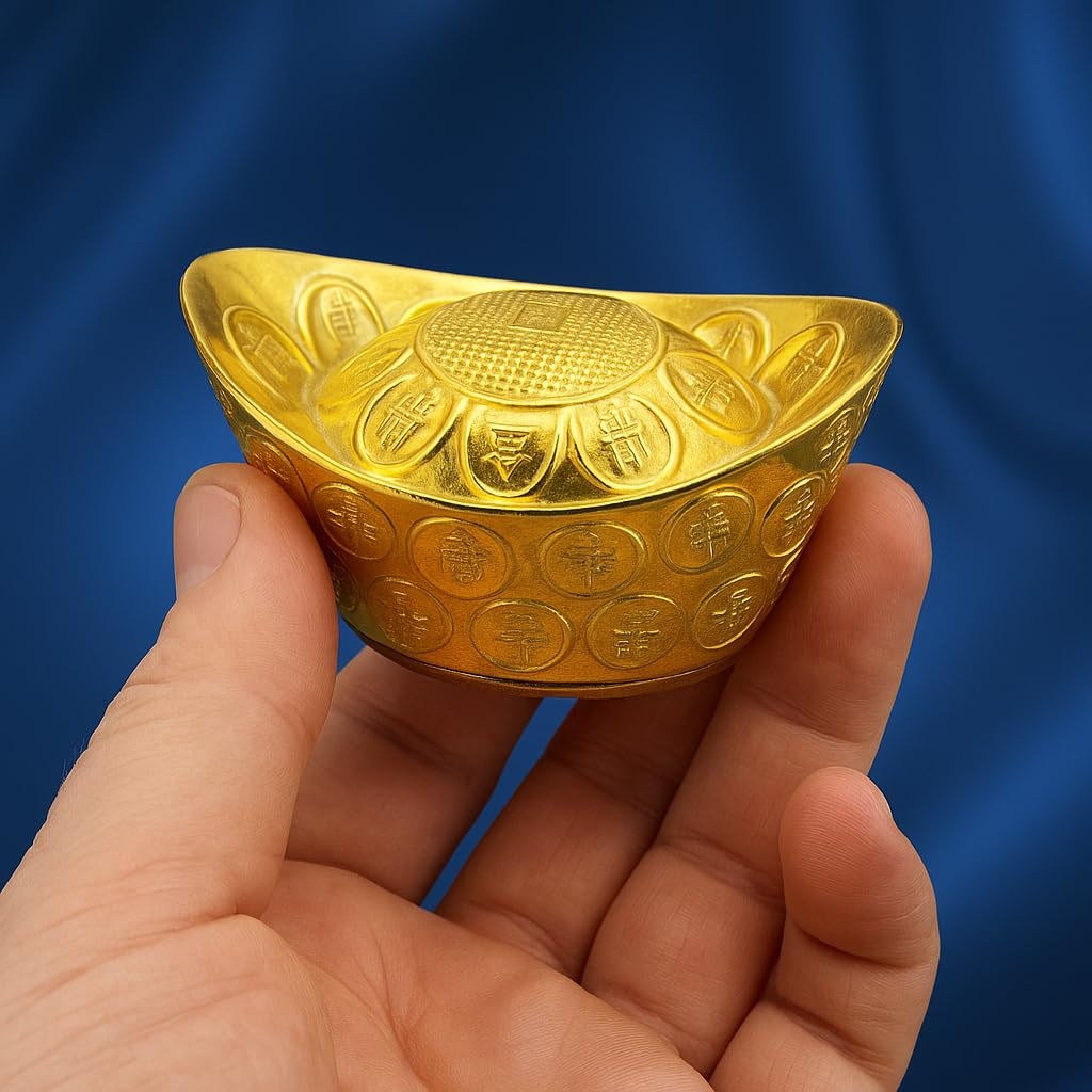 Vastu/Feng Shui Metallbarren für Reichtum, Glück, Erfolg, Glück und Wohlstand, dekoratives Vorzeigenstück, goldfarben