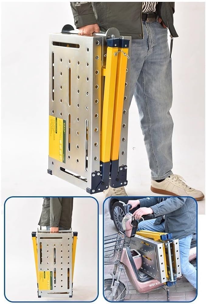 Escalera de andamio de acero ajustable, plataforma plegable resistente para el trabajo, pintura y limpieza de paredes, taburete portátil y duradero para uso doméstico y profesional