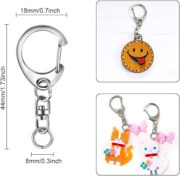 50 Pcs Metal Keyring Making Kit Swivel Lobster Clasps Key Rings