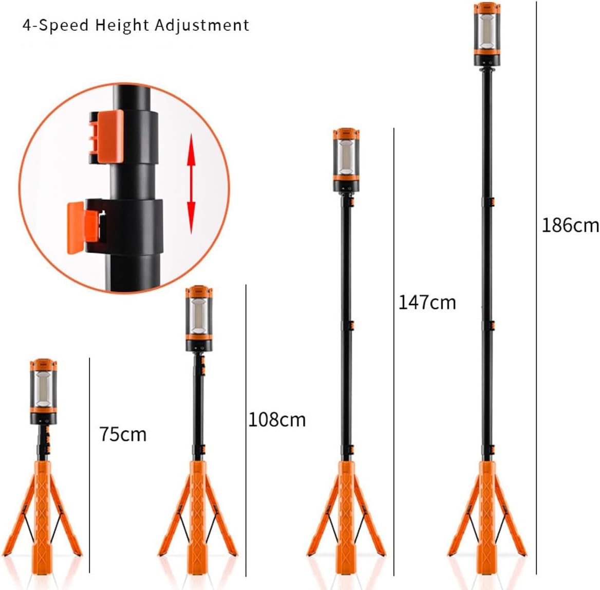 Rechargeable 10000mAh Camping Light with Telescopic Stand, Tent Light for Hiking, Fishing