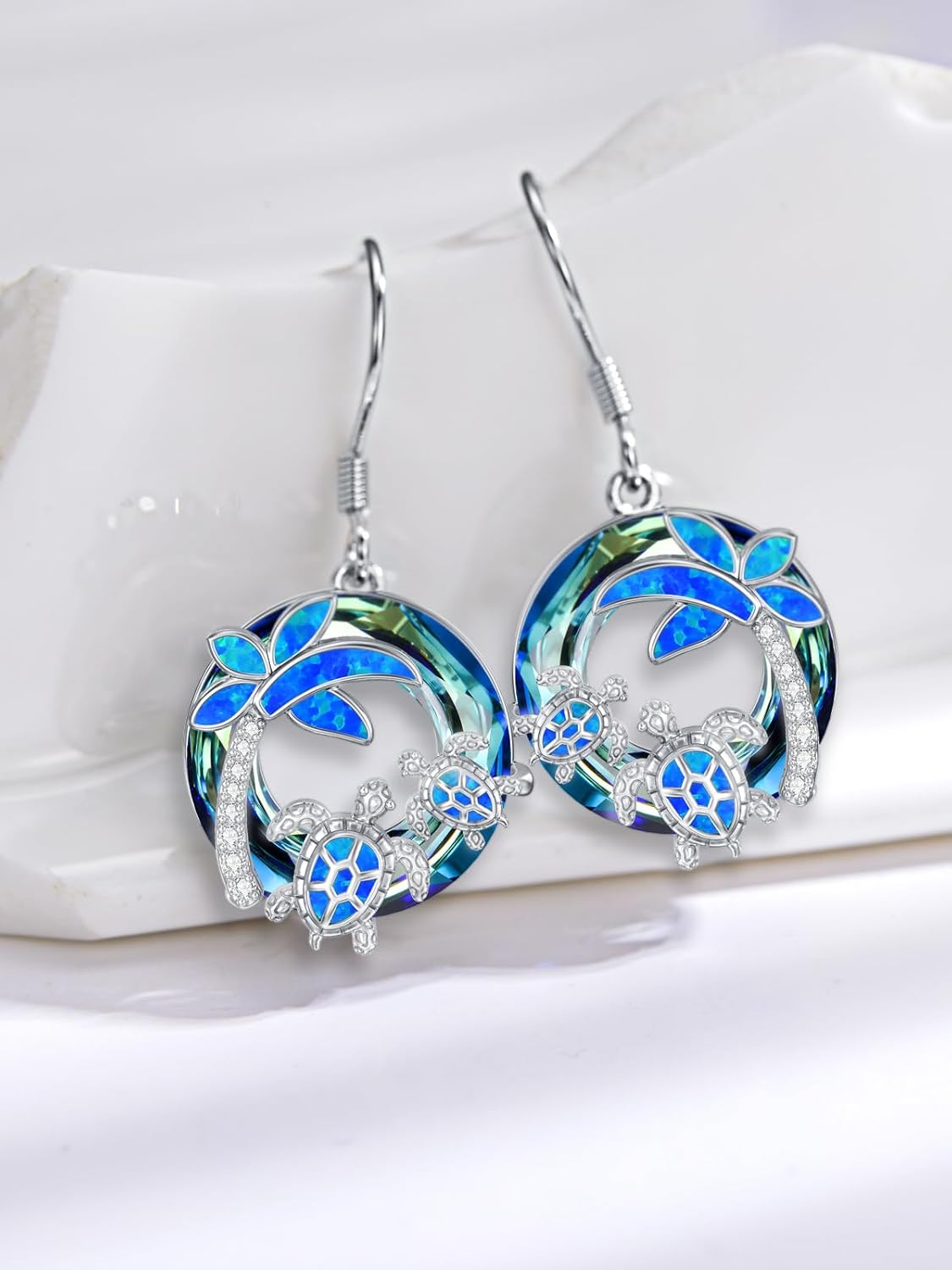 Crystal Dangle Earrings Sterling Silver Turtle Earrings for Women Turtle Gifts - Image 6