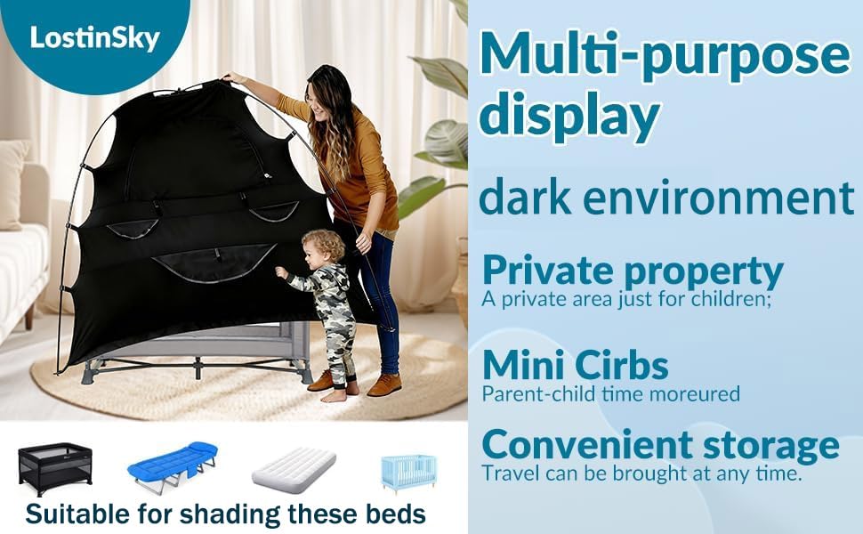 Image of Baby Blackout Tent for Portable Crib Tent Travel for Kids Toddlers | Baby Blackout Tent for Portable Crib Canopy Travel Blackout Tent for Kids Babies and Toddlers