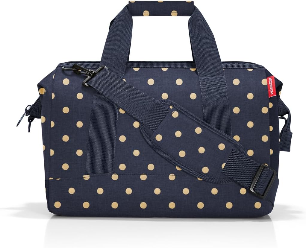 reisenthel allrounder M - Versatile Doctor's Bag for Travel, Work or Leisure - With Functional Stylish Design, Metallic Dots Blue, M, Polka Dot Metallic Blue Duffle Bag