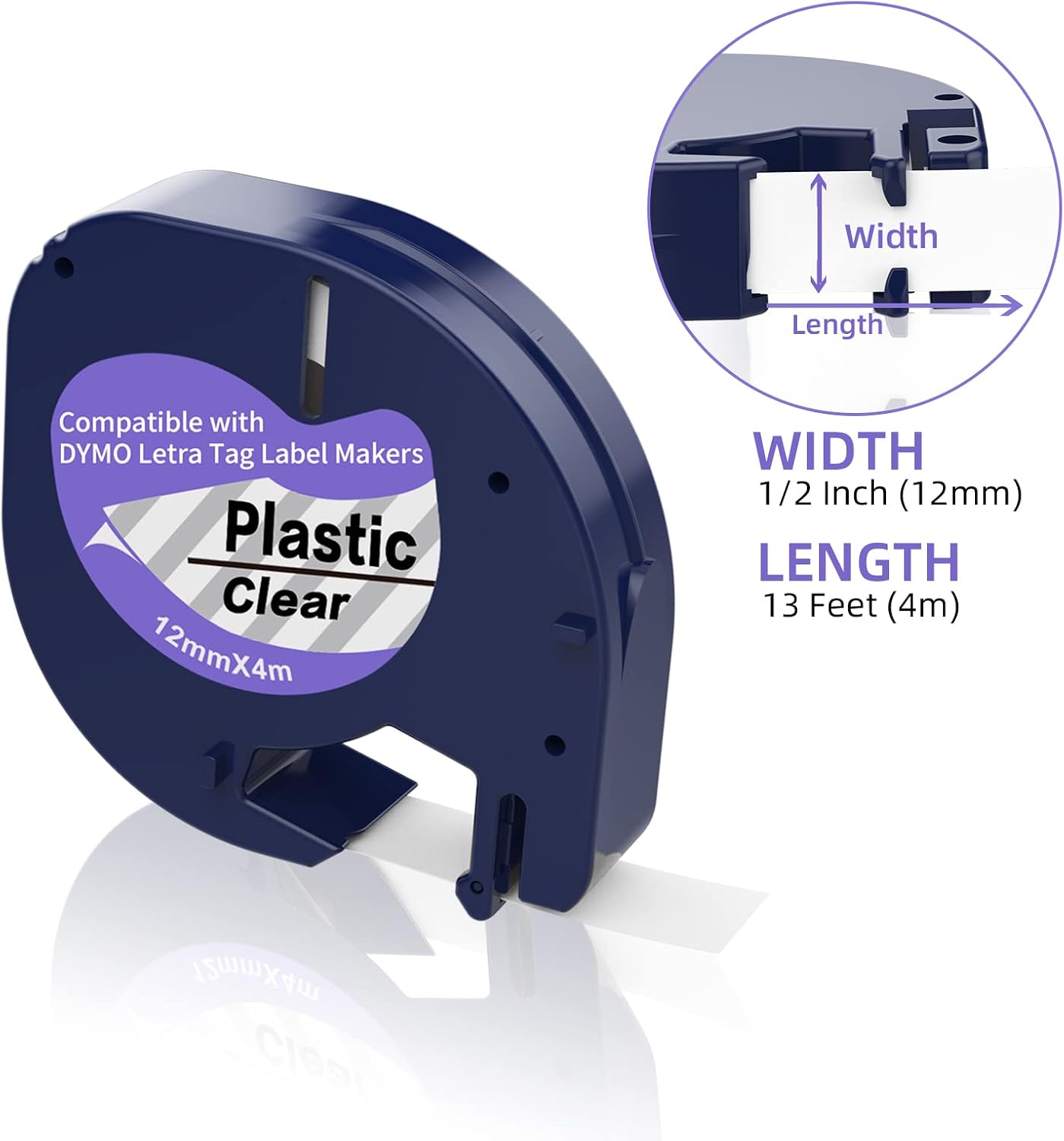 5 Pack Colored + 6 X 16952 Label Tape Compatible with Dymo Letratag Refills, Replacement for Dymo Label Maker Refills 12mm x 4m(1/2" x 13') Plastic Label Refills image 5