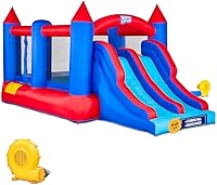 Vista 1 de Sunny & Fun Castillo hinchable inflable con doble tobogán – Resistente para la diversión al aire libre – Pared de escalada, toboganes, casa