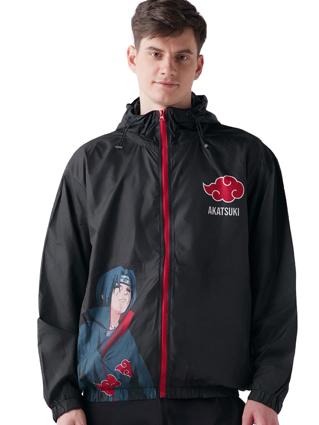 bewakoof Air 1.0 Official Naruto Merchandise Itachi Men's Graphic Print Oversized Fit Full Sleeve Hooded Nylon Jacket-picture-25